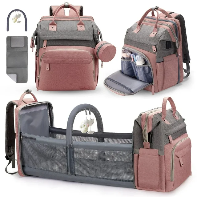 Baby Diaper Bag Backpack with Changing Station, Waterproof Changing Pad, USB Charging Port,Pacifier