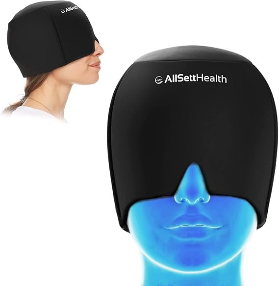 Migraine Relief Cap Ice Head Wrap and Hat | Hot/Cold Gel Pack With Face and Eye Mask Compress for He