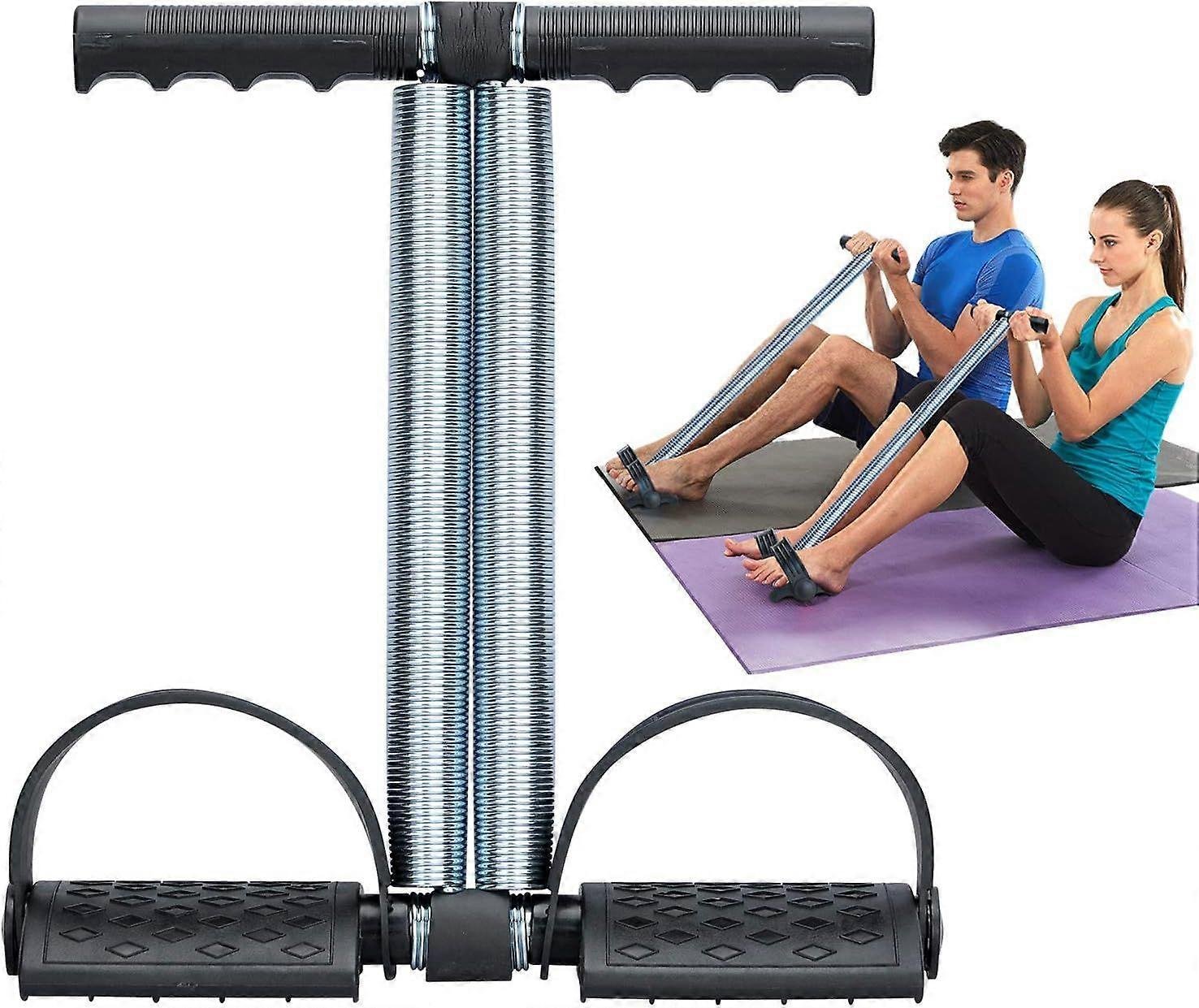 Elastic Sit Up Pull Rope Dual Spring Tension Foot Pedal Abdomen Leg Exerciser Tummy Trimmer Equipmen